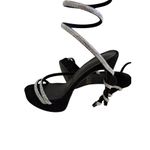 Wild Diva Black Silver Rhinestone Jeweled Spiral Heels Size 9 Photo 5