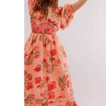 Free People Golden Hour Maxi Dress Peach Floral Spring Goddess Ethereal XS NEW Photo 2