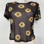 Cloud Dancer Sunflower Print Sheer Mesh Black Top Size M Size M Photo 0