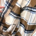 ZARA Plaid Tan Blue Long Sleeve Button Front Flannel Shacket Size XS 8682/190/08 Photo 7