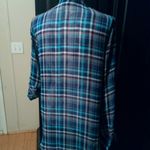 American Dream  M Plaid Sheer Long Sleeved Blouse Photo 2