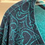 Catherines  Women's Plus Size Navy Blue Turquoise Button Sweater 2X NEW Cardigan Photo 4