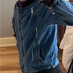 American Bazi Rad Denim Bomber Jacket Jean Distressed Comfy Small Photo 7