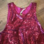 Free People Ruby Red Sequin Tank Cut Open Back Mini Dress Photo 0