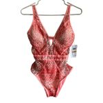  by Becca Virtue Show & Tell Crochet Plunge One Piece Swimsuit Small NWT Photo 1
