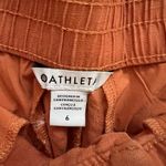Athleta Voyager 100% Linen Shorts Orange Coral 6 Natural Fabric Travel Pockets Photo 5