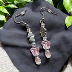 Handmade Pink Heart & Butterfly Beaded Dangle Earrings Photo 0