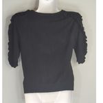 ZARA  Black Ruffle Short Sleeves Sweater Women's S Whimsical Preppy Dark Academia Photo 4