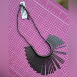 Lucky Brand  Elegant dark grey metal tassel design chain Necklace chocker 17+2” Photo 7