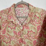 Hand Quilted Reverisble Paisley Floral Print Blazer Jacket Light Pink Green Photo 2