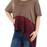 Free People Burgundy Short Sleeve Hi-Lo Top Size XS Photo 0