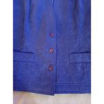 Royal Blue Vintage Womens Faux Suede Deep VNeck 3 button jacket 2 Pocket… Size 8 Photo 2