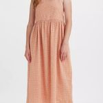 Levi's Levi’s Women’s Orange Amilijia Gingham Midi Dress Linen Cotton Blend Size Medium Photo 0