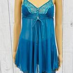 Paltal MEDIUM VINTAGE 90's Blue Floral Lace Fairy Babydoll Camisole Tank Top Photo 0
