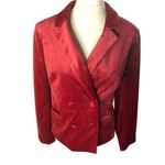 LC Lauren Conrad Double Breasted Notch Collar Red Velvet Holiday Blazer - Size L Photo 2