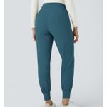 Halara NWT  Women's Teal nylon Jogger Pants size MP. No pockets. Elastic Photo 2
