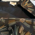 Talbots Womens Skirt Black Tan Brown Gold Embroidered A Line Cotton Size 12 Photo 6