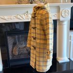 Yellow Brown Plaid Winter Coat Hooded Womens Photo 7