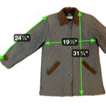 Vintage Gray Quilted Barn Coat Brown Corduroy Collar Preppy Equestrian Sz Large Photo 3