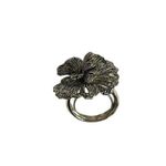 Stella & Dot Silver Tone Filigree Flower Ring Adjustable Sizing 5 to 7 Statement Photo 3