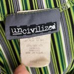 Vintage 90s Uncivilized Green Pinstriped V Neck Short Sleeve Top Small Photo 6