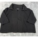 Eileen Fisher Eileen Fisher Textured Knit Open Front 3/4 Sleeve Sweater Jacket Black Large Photo 1