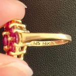 Vintage Marquis Cut Cluster Garnet 14kt Gold Ring, Size 5.75 Red Photo 6