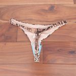 ASOS Design Leopard Print Thong Bikini Bottoms Size US 4 S Rib Channel Tie Brown Photo 3