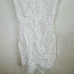 SheIn Women White Lace Bodycon Mini Dress Size Small Open Back Short Sleeve 33.5 Photo 5