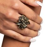 Paparazzi Bouquet Bonanza Stretchy Floral Brass Ring Flexible Fit Bronze New Photo 0