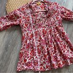 Roberta Roller Rabbit  signature‎ beaded cotton blouse Photo 1