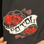 VTG Fatal Black Skull Rose Emo Goth Y2K 2000s Cali Love Pullover Sweater Large Photo 5