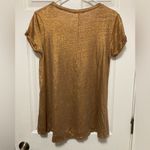 Bordeaux  Anthropologie Metallic Copper 100% Linen Short Sleeve Blouse Shirt Photo 6