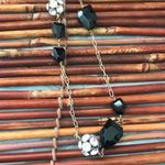 J.Crew Black Glass & Rhinestone Ball Gold Tone Long Necklace Photo 3