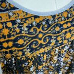 Free People Tank Top Lucky Coin Cropped Babydoll Floral Linen Blend Yellow Grey Photo 3