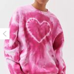 Urban Outfitters Pink Tie Dye Heart Oversized Sweater Photo 0