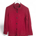 Eileen Fisher  Red Wool Button-front Cardigan Sweater Jacket Blazer W1991 Sz L Photo 0