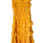Rachel Parcell Tiered Cotton Poplin Ruffle Sleeve Midi Dress Amber Gold Photo 1