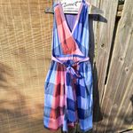 1901  Plaid Wrap Blanket Plaid Midi Dress Pink Blue Size 6 Photo 16