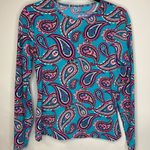 Lands' End Paisley Blue Pink Swim Shirt Rashguard Sz Small Photo 0