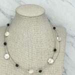 Silver Tone Triple Strand Wire Mother of Pearl Shell Beaded Necklace Photo 0