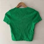 ZARA  Green Knit Baby Tee - Knit Short Sleeve Ribbed Crop Top Photo 2