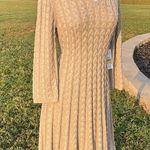 J Howard Sweater Dress Cable Knit Light Tan Womens Medium Photo 4