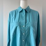 Madewell The Oversize Straight Hem Signature Shirt Shaded Aqua Size S NWT Photo 6