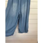 FOR THE REPUBLIC Chambray Size M Wide Leg Side Button Frayed Hem Ankle Photo 6