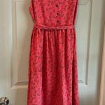 Handmade  Women's M Floral Pink Sleeveless Gathered Button Belted Jumper Dress Photo 0
