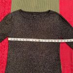 Mango MNG by szL 3/4 sleeve gathered shoulders black metallicâgold sweaterâEUC Photo 4