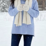 Nordstrom Cable Knit Mock Neck Light Blue Sweater Womens Size XS Photo 0