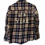 Brandy Melville  blue‎ plaid flannel New York shirt one size OS Photo 4