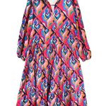 SSYS The Label Midi Dress S Multicolor Abstract High Waist Tier Colorful Resort Pink Photo 1